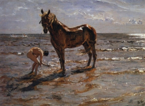 Серов Валентин Александрович (1865-1911) , Купание лошади , Государственный Русский музей , 1905 год  , холст, масло , 72 х 99 см