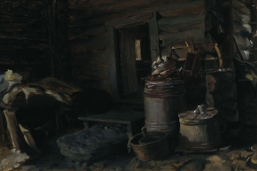 Савицкий Константин Аполлонович (1844-1905) , Клеть , Государственная Третьяковская галерея , 1870-е год  , холст на картоне, масло , 33,3 х 50,3 см