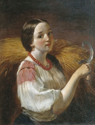 Максимов Алексей Максимович (1810-1865)  , Девушка со снопом , холст, масло
