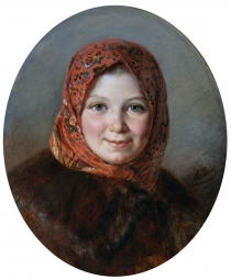 Рачков Николай Ефимович (1825-1895) , Девочка в платке , Частное собрание , 1870-е год  , холст, масло , 49 х 39 см