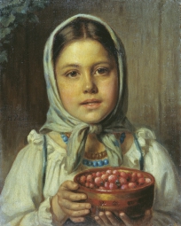 Рачков Николай Ефимович (1825-1895) , Девочка с ягодами , Нижегородский государственный художественный музей  , 1879 год  , холст, масло ,  42 х 33,7 см  