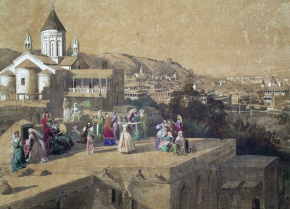 Гагарин Григорий Григорьевич (1810-1893) , На тифлисских кровлях. Танец , Государственный Русский музей , 1840-е год  , бумага, акварель