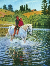 Богданов-Бельский Николай Петрович (1868-1945) , Дети на лошади , Местонахождение неизвестно  , 1930 год  , холст, масло