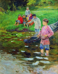 Богданов-Бельский Николай Петрович (1868-1945) , Дети-рыбаки , Луганский областной художественный музей  , холст, масло , 97 x 76 см.