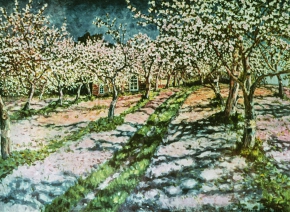Богданов-Бельский Николай Петрович (1868-1945) , Цветущий яблоневый сад , Местонахождение неизвестно  , 1936 год  , холст, масло
