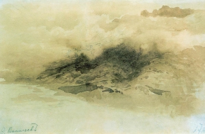Васильев Фёдор Александрович (1850-1873) , Горы в облаках , 1873 год  , бумага, акварель