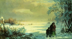Васильев Фёдор Александрович (1850-1873) , Зима , 1871 год  , бумага на картоне, акварель