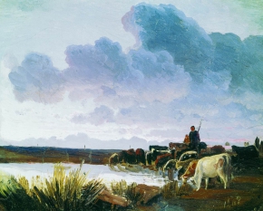 Васильев Фёдор Александрович (1850-1873) , У водопоя , 1868 год  , холст, масло