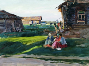 Виноградов Сергей Арсеньевич (1869-1938) , Вечер в деревне , холст, масло