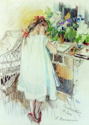 Виноградов Сергей Арсеньевич (1869-1938) , Галинка , 1910 год  , бумага, карандаш, акварель , 102 х 82 см