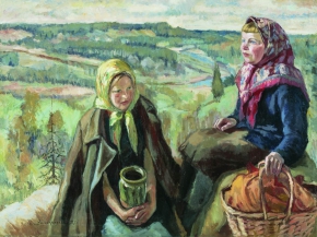 Виноградов Сергей Арсеньевич (1869-1938) , Деревенские девочки , 1927 год  , холст, масло