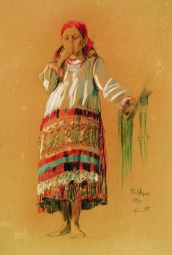 Виноградов Сергей Арсеньевич (1869-1938) , Крестьянская девочка , 1913 год  , бумага, карандаш, акварель, белила