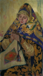 Горюшкин-Сорокопудов Иван Силыч (1873-1954) , Девушка в вологодском костюме , 1910-е  год  , холст, масло