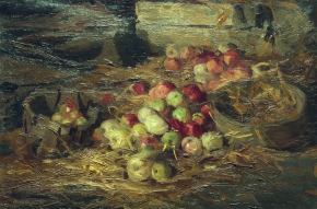 Касаткин Николай Алексеевич (1859-1930) , Натюрморт с яблоками , Частное собрание , 1890-е год  , холст, масло , 39 х 58,2  см