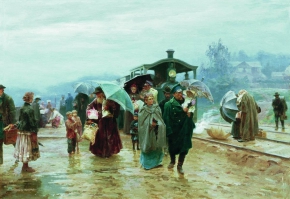 Касаткин Николай Алексеевич (1859-1930) , Трамвай пришел , Ивановский областной художественный музей , 1894 год  , холст, масло