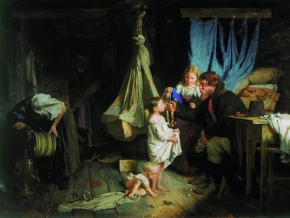 Корзухин Алексей Иванович (1835-1894) , Возвращение из города , Государственная Третьяковская галерея , 1870 год  , холст, масло , 63 х 88,7 см
