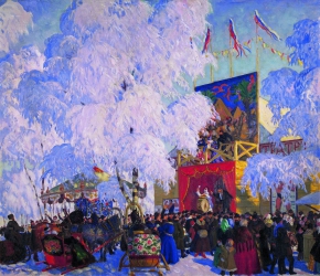 Кустодиев Борис Михайлович (1878-1927) , Балаганы , Государственный Русский музей , 1917 год  , холст, масло , 80 х 93 см