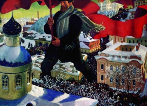 Кустодиев Борис Михайлович (1878-1927) , Большевик , Государственная Третьяковская галерея , 1920 год  , холст, масло , 101 х 141 см