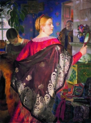 Кустодиев Борис Михайлович (1878-1927) , Купчиха перед зеркалом , Государственный Русский музей , 1920 год  , холст, масло , 141 x 108 см