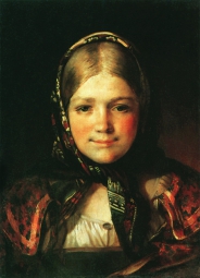 Максимов Василий Максимович (1844-1911) , Крестьянская девушка , 1865 год  , холст, масло