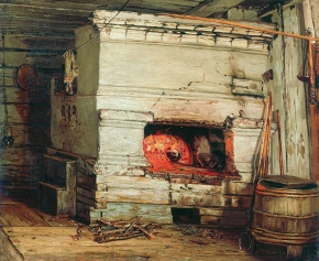 Максимов Василий Максимович (1844-1911) , Крестьянская изба , Вологодская областная картинная галерея (ВОКГ)  , 1869 год  , холст, масло