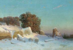 Мещерский Арсений Иванович (1834-1902) , Зимний пейзаж , Частное собрание , 1870 год  , холст, масло , 42 x 61 см