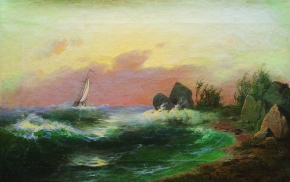 Мещерский Арсений Иванович (1834-1902) , Морской пейзаж , Частное собрание , 1870-е гг год  , холст, масло , 40 x 60 см