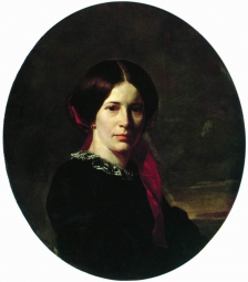Неврев Николай Васильевич (1830-1904) , Портрет молодой женщины в черном бархатном платье , Государственный Русский музей , 1857 год  , холст, масло