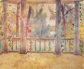 Борисов-Мусатов Виктор Эпильдифорович (1870-1905) , балкон на террасе , 1905 год  , бумага, акварель