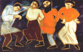 Гончарова Наталья Сергеевна (1881–1962) , Танцующие крестьяне , 1911 год  , холст, масло