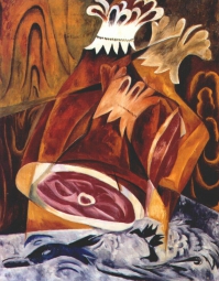 Гончарова Наталья Сергеевна (1881–1962) , Натюрморт с окороком , 1912 год  , холст, масло