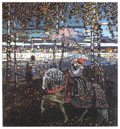 Кандинский Василий Васильевич (1866-1944) , Двое на лошади , Городская галерея в доме Ленбаха (Städtische Galerie im Lenbachhaus)  , 1906 год  , холст, масло , 55 х 50,5 см