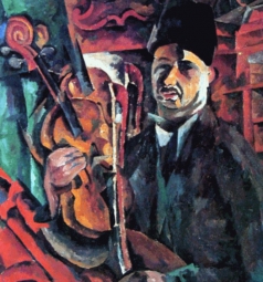 Лентулов Аристарх Васильевич (1882-1943) , Автопортрет со скрипкой , 1919 год  , холст, масло