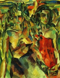 Лентулов Аристарх Васильевич (1882-1943) , Две женщины , Калужский областной художественный музей  , 1919 год  , холст, масло , 110,5 х 87,5 см
