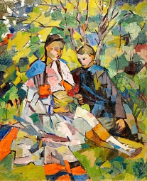 Лентулов Аристарх Васильевич (1882-1943) , Дети в саду , 1918 год  , холст, масло