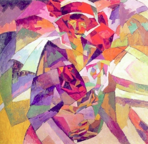 Лентулов Аристарх Васильевич (1882-1943) , Портрет М.П. Лентуловой с розами , холст, масло