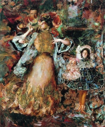 Малявин Филипп Андреевич (1869-1940) , Автопортрет с женой и дочерью , Окружная художественная галерея  , 1910 год  , холст, масло , 285 x 232 см.
