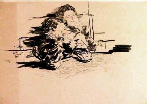 Малявин Филипп Андреевич (1869-1940) , Две женщины , бумага, гр. карандаш