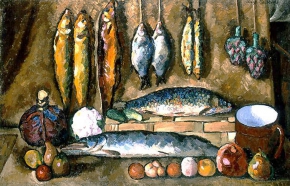 Машков Илья Иванович (1881-1944) , Натюрморт. Рыбы , 1910 год  , холст, масло