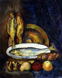 Машков Илья Иванович (1881-1944) , Натюрморт с рыбами , 1916 год  , холст, масло