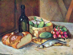 Машков Илья Иванович (1881-1944) , Завтрак (натюрморт) , 1924 год  , холст, масло