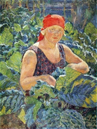Машков Илья Иванович (1881-1944) , Девушка на табачной плантации , 1930 год  , холст, масло , 108 х 80 см
