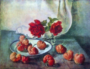 Машков Илья Иванович (1881-1944) , Розы и клубника , 1918 год  , холст, масло
