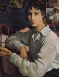 Серебрякова Зинаида Евгеньевна (1884-1967)  , Автопортрет в белой кофточке , Государственный Русский музей , 1922 год  , холст, масло , 69 x 56 см
