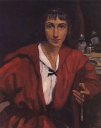 Серебрякова Зинаида Евгеньевна (1884-1967)  , Автопортрет в красном , Частное собрание , 1921 год  , холст, масло , 75 x 62 см