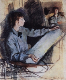 Серебрякова Зинаида Евгеньевна (1884-1967)  , Автопортрет , Частное собрание , 1922 год  , бумага, пастель , 45 x 37 см