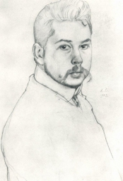 Сомов Константин Андреевич (1869-1939) , Автопортрет , 1902 год  , бумага, гр. карандаш