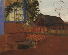 Сомов Константин Андреевич (1869-1939) , Вечерний пейзаж , 1902 год  , картон, масло