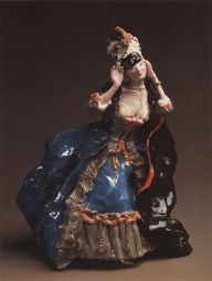Сомов Константин Андреевич (1869-1939) , Дама, снимающая маску , 1906 год  , фарфор, краски