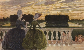 Сомов Константин Андреевич (1869-1939) , Две дамы на террасе , 1896 год  , бумага, пастель